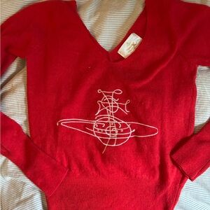 Vivienne Westwood V-Neck Sweater in Vibrant Red